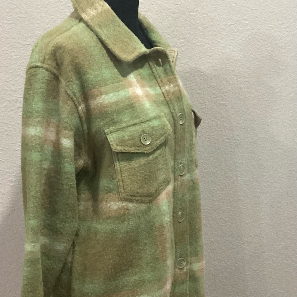 Joie Women's Green Plaid Shirt Jacket with Pockets Size Medium - Picture 3 of 7